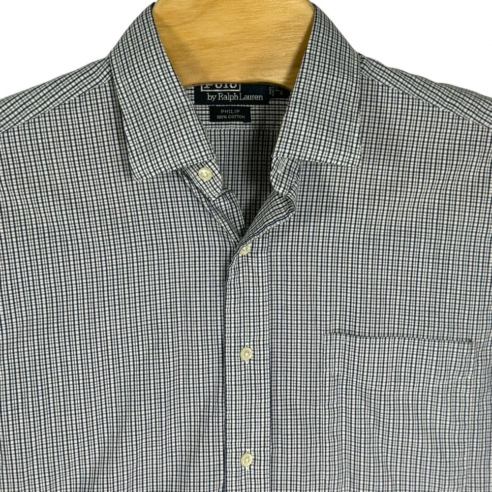 Polo Ralph Lauren Men 17-34/35 Phillip Cotton Gingham Check‎ Long Sleeve Shirt